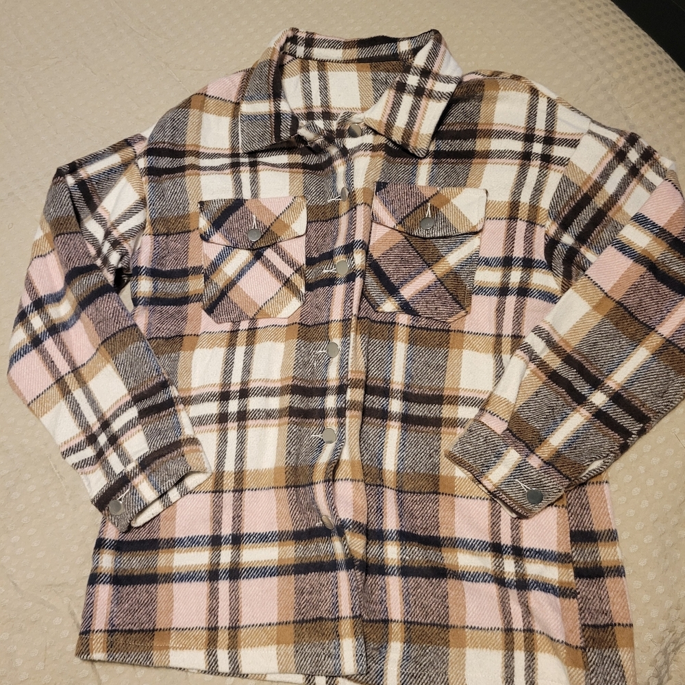 Pink and brown shacket